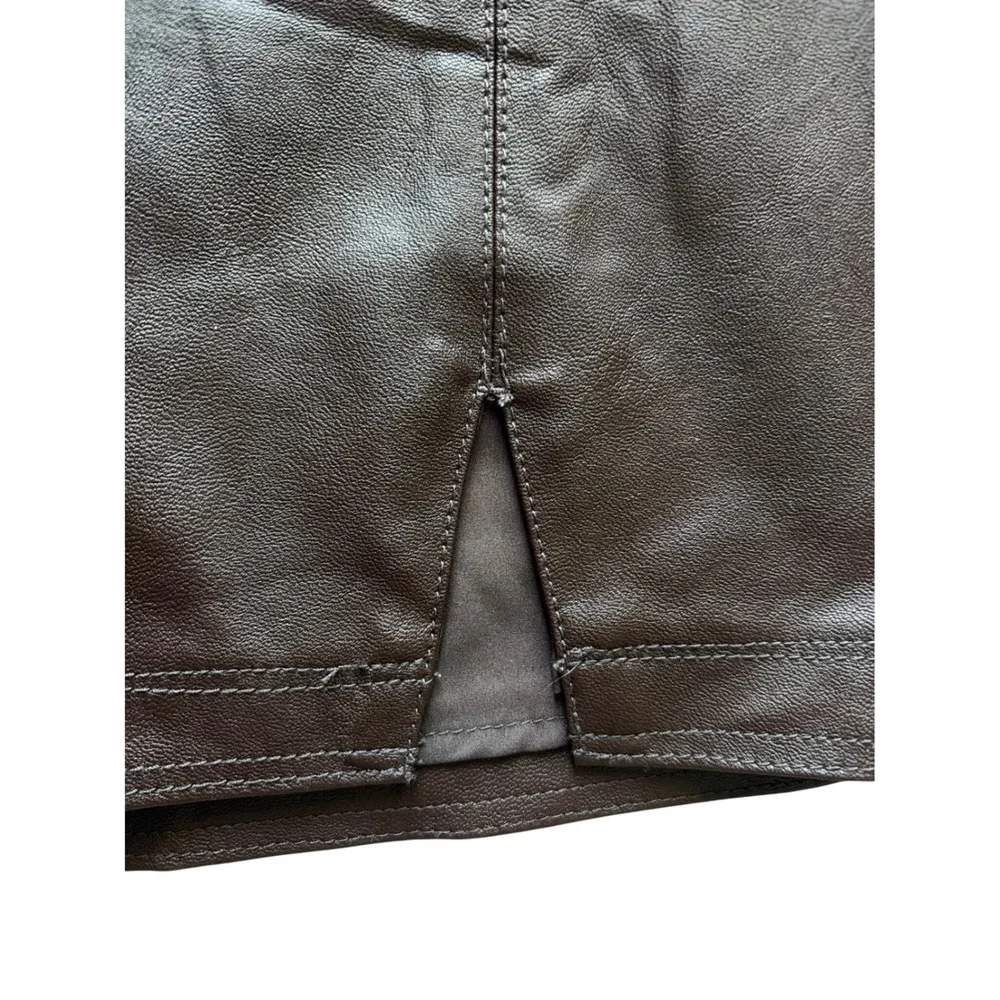 Mini Skirt Vegan Leather Dark Academia Abercrombie & Fitch Womens S Brown Slit‎